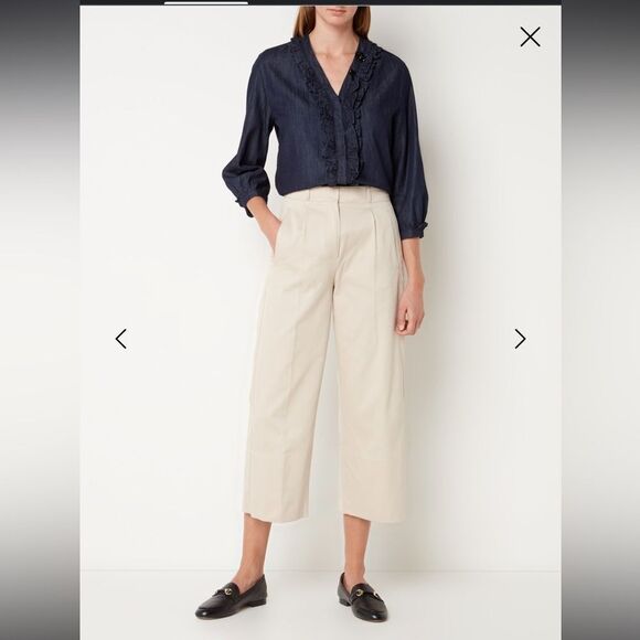 SSENSE S Maxmara beige pleated wide leg crop pants 4 small - Picture 1 of 16